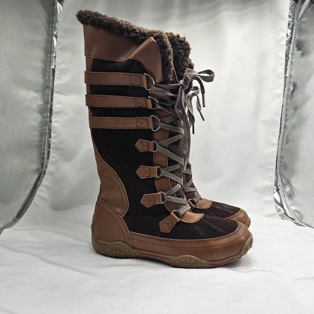 Pajar Canada Women Faux Shearling Brown Leather Snow Winter Boots 8-8.5US EUR 39